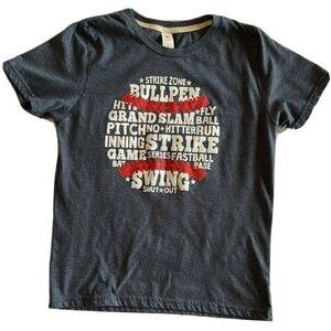 Air Waves Boys Large Short Sleeve Blue Baseball Shirt